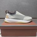Men's Knit-Look Slip-On Sneakers - Light Gray, Beige & White