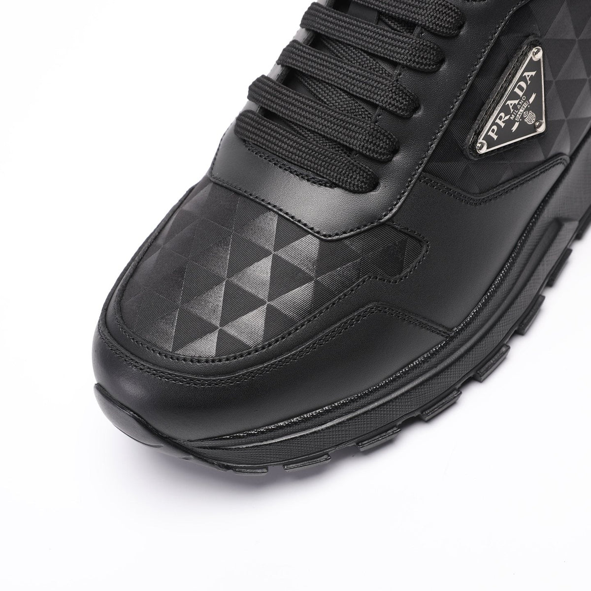 Prada Men's Black Triangle-Plaque Sneakers