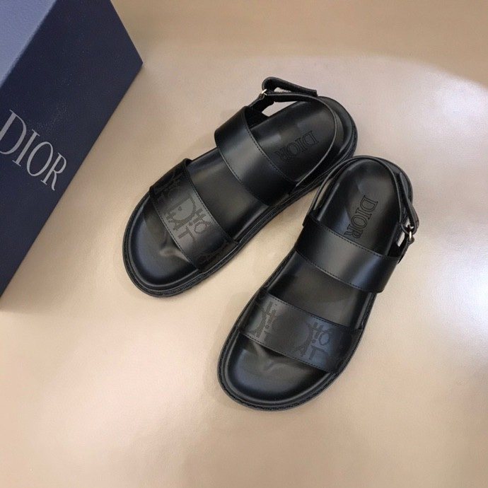 Dior Men's Black Two-Strap Slingback Sandals