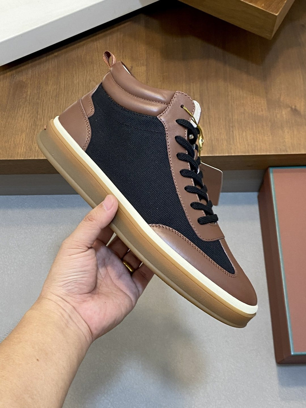 Loro Piana Paneled High-Top Sneakers