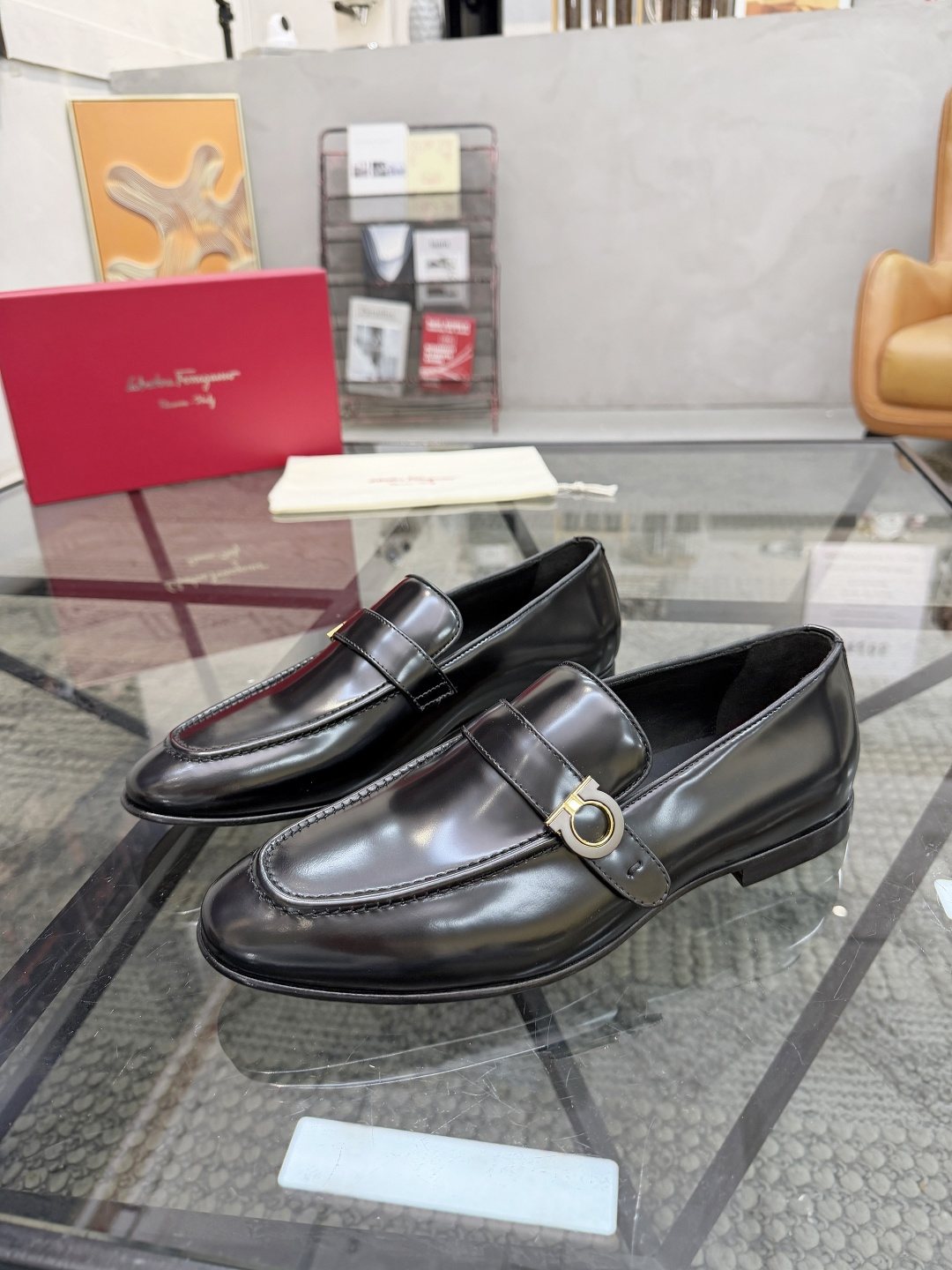 Salvatore Ferragamo Men's Ring Detail Slip-On Loafers