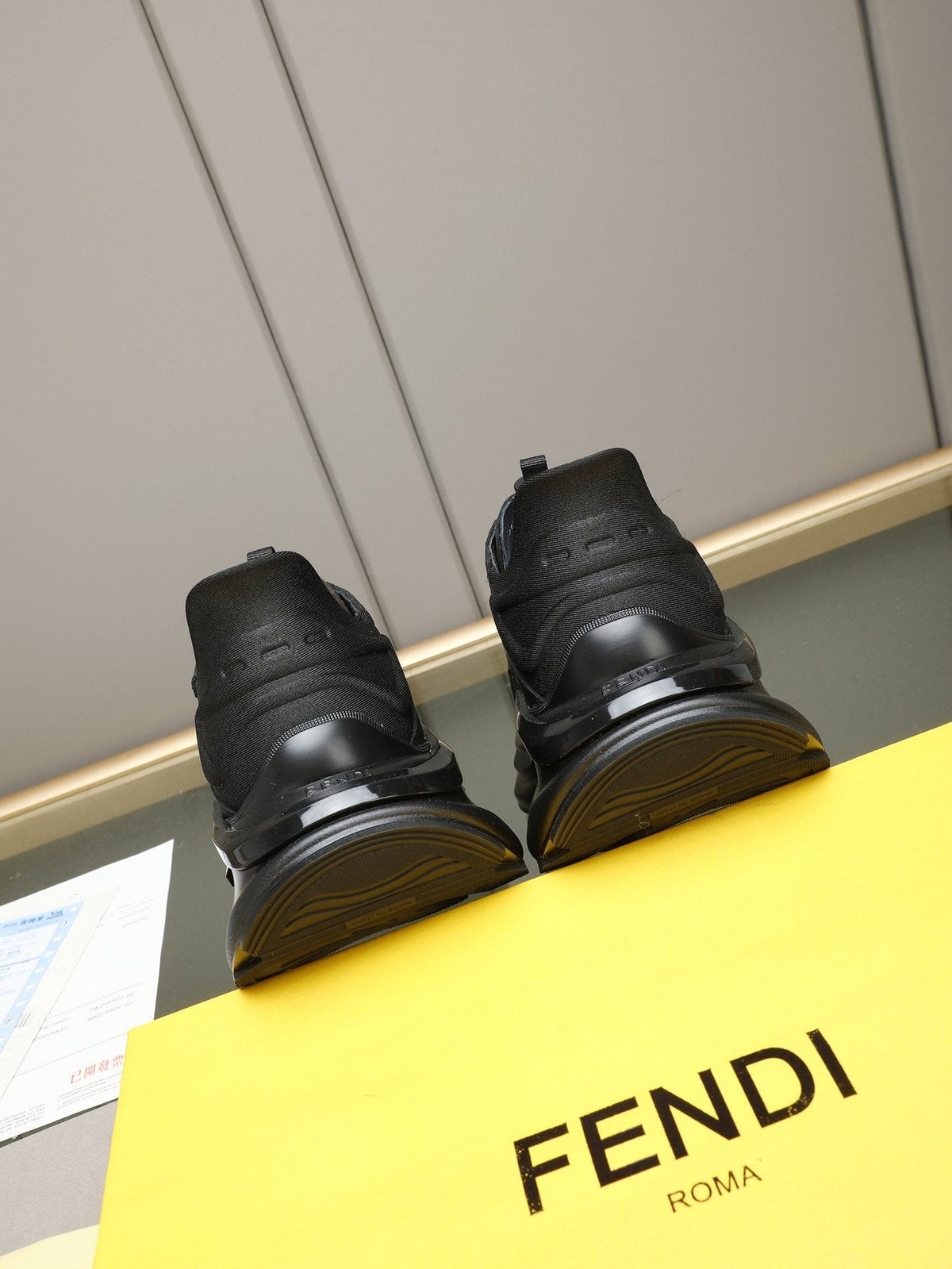 Fendi Black and Charcoal Gray Platform Sneakers