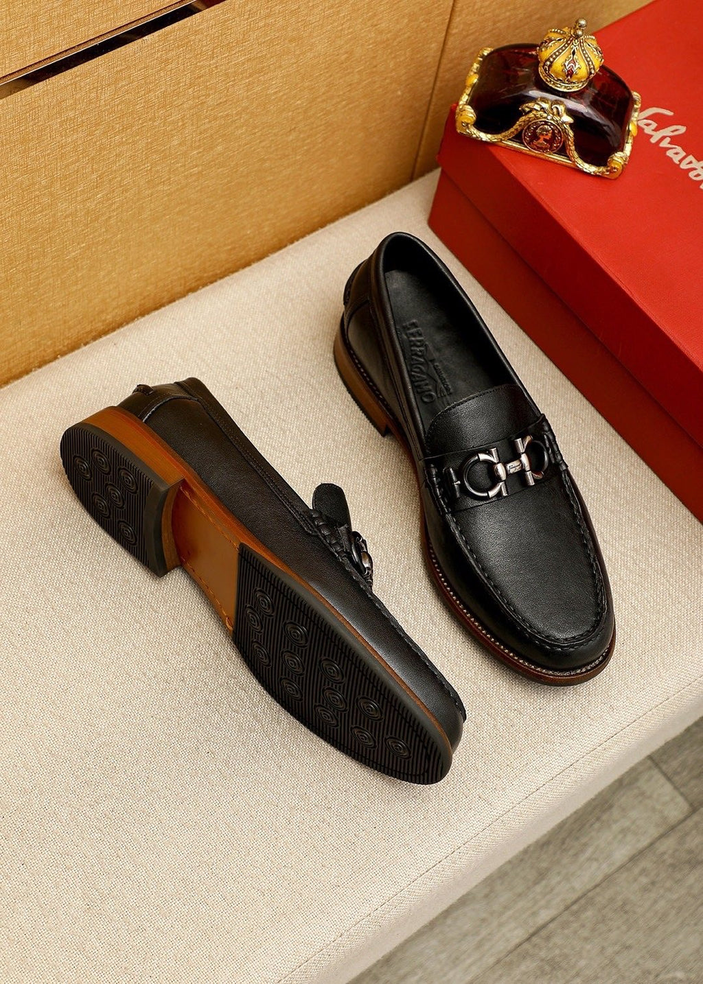 Salvatore Ferragamo Men's Leather Bit Loafers - Metal Bit Vamp Detail