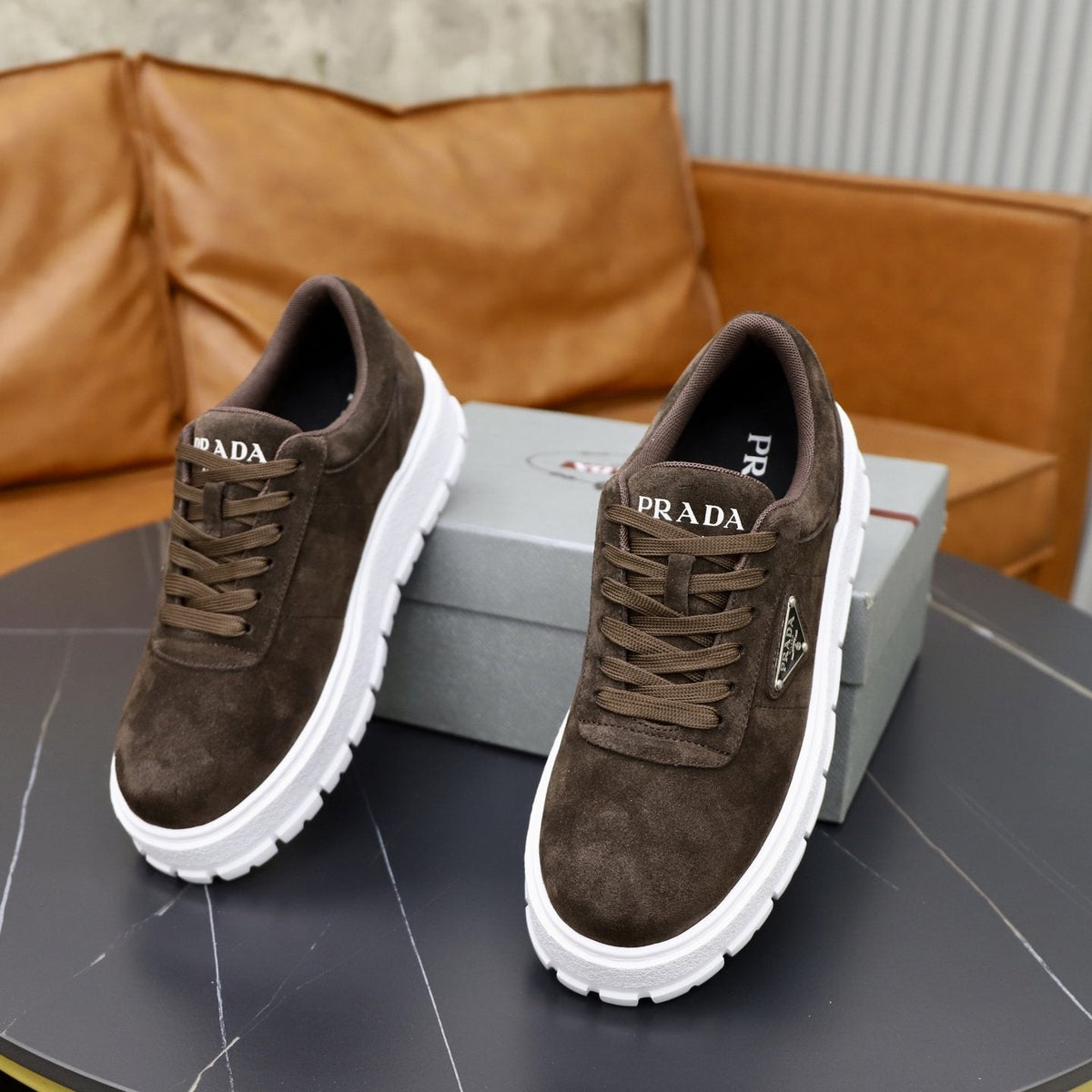 Prada Paneled Chunky-Sole Sneakers