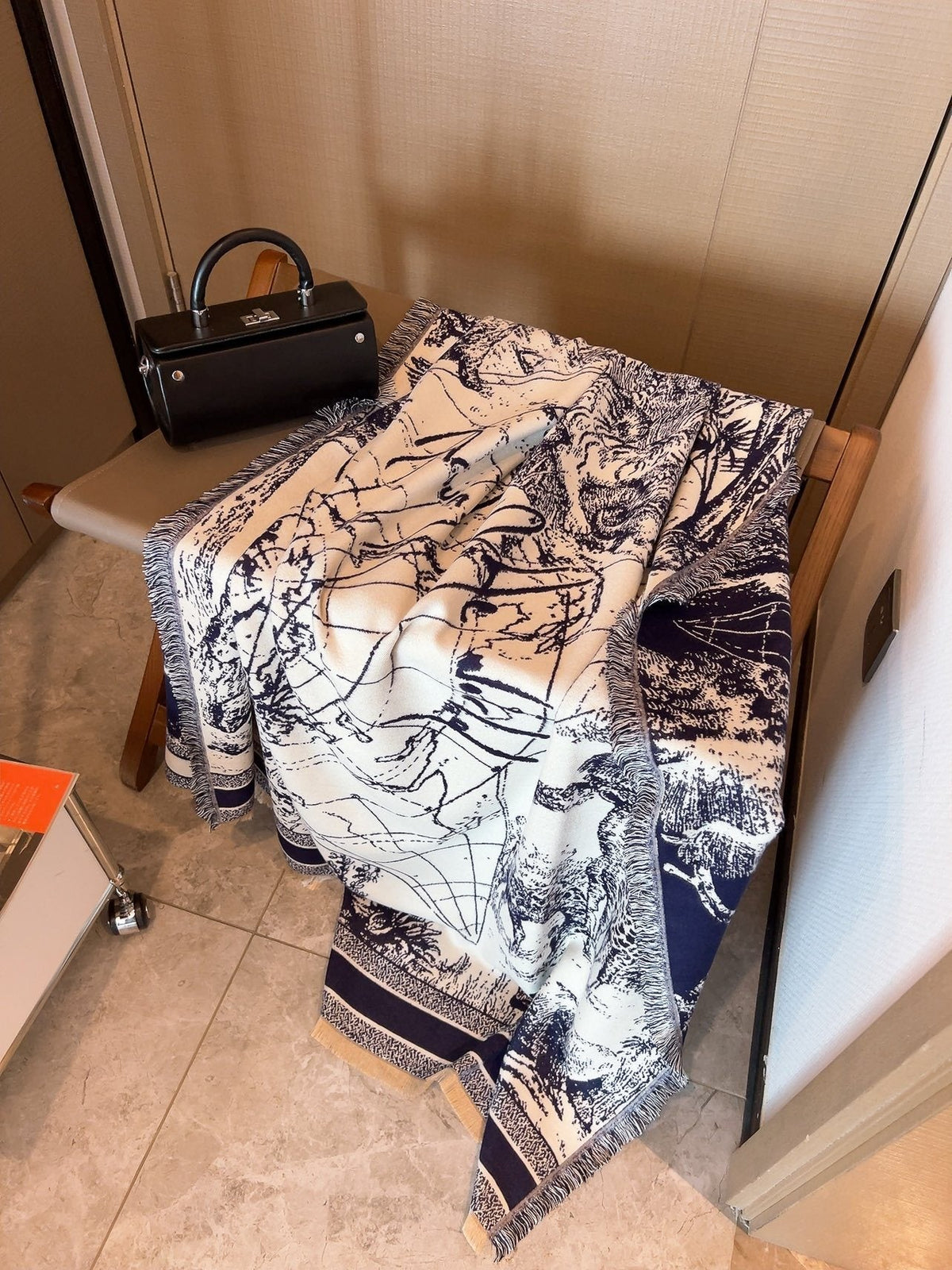 Dior Toile Print Fringed Shawl