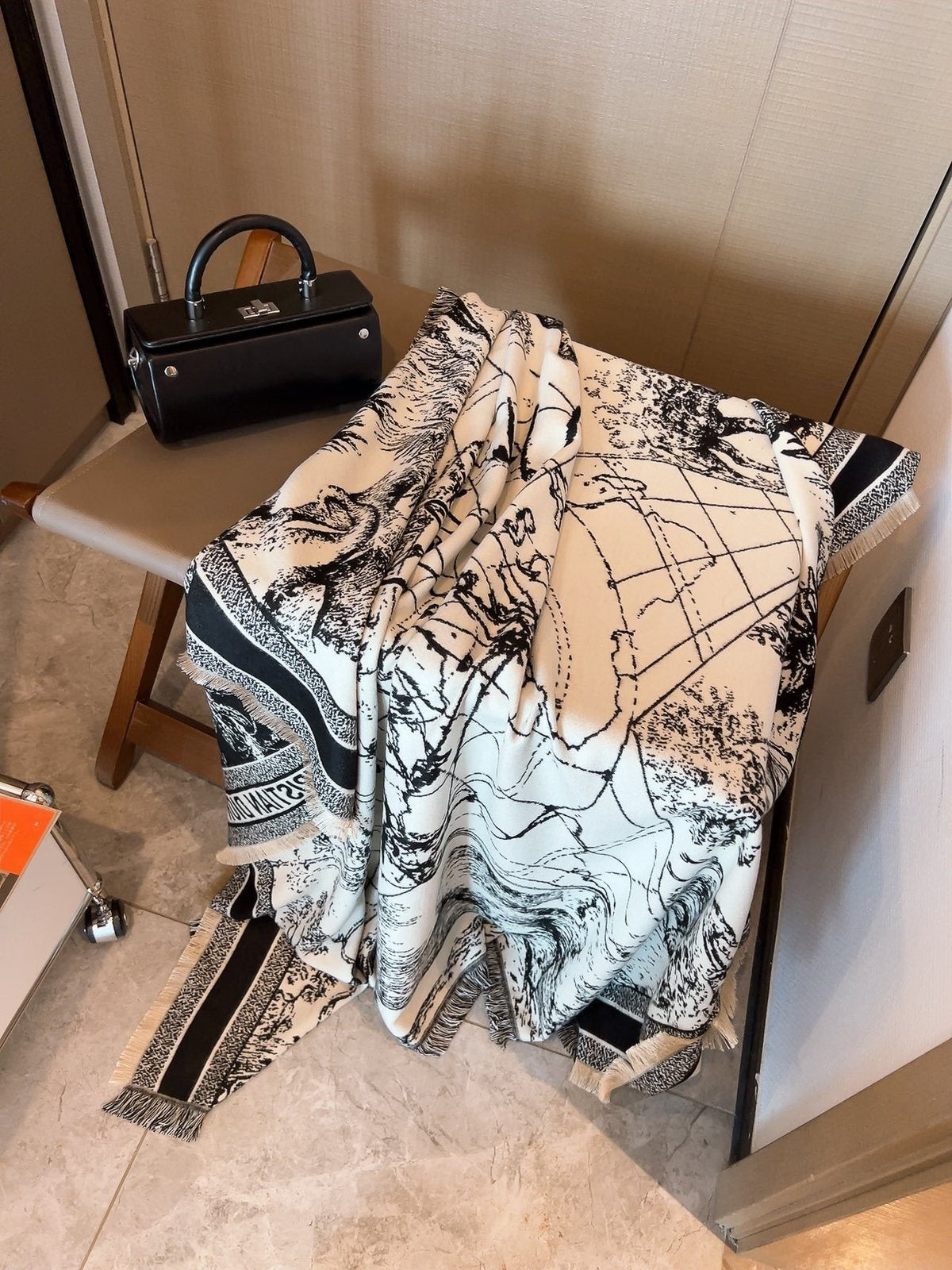 Dior Toile Print Fringed Shawl