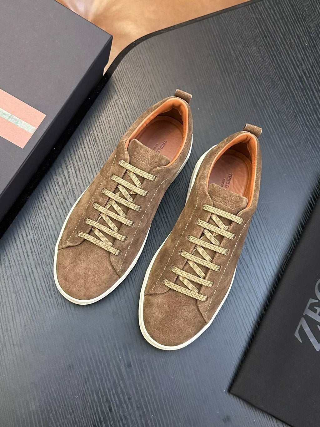 Zegna Brown Lace-Up Sneakers