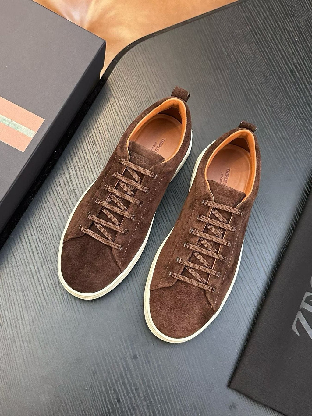 Zegna Brown Lace-Up Sneakers