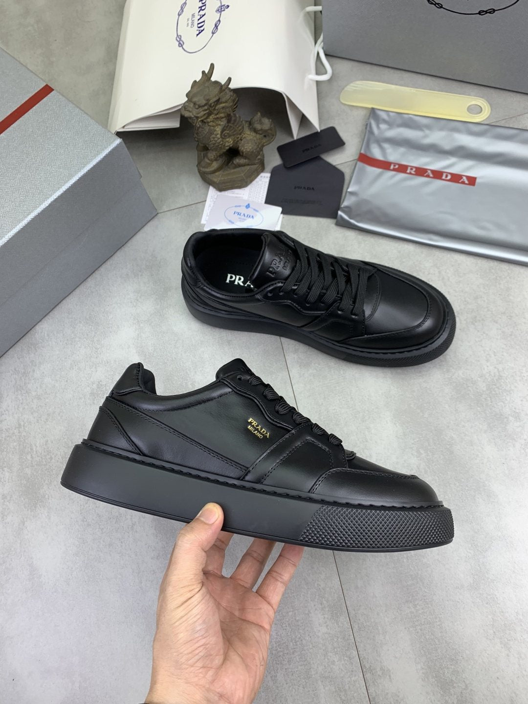 Prada Paneled Low-Top Sneakers