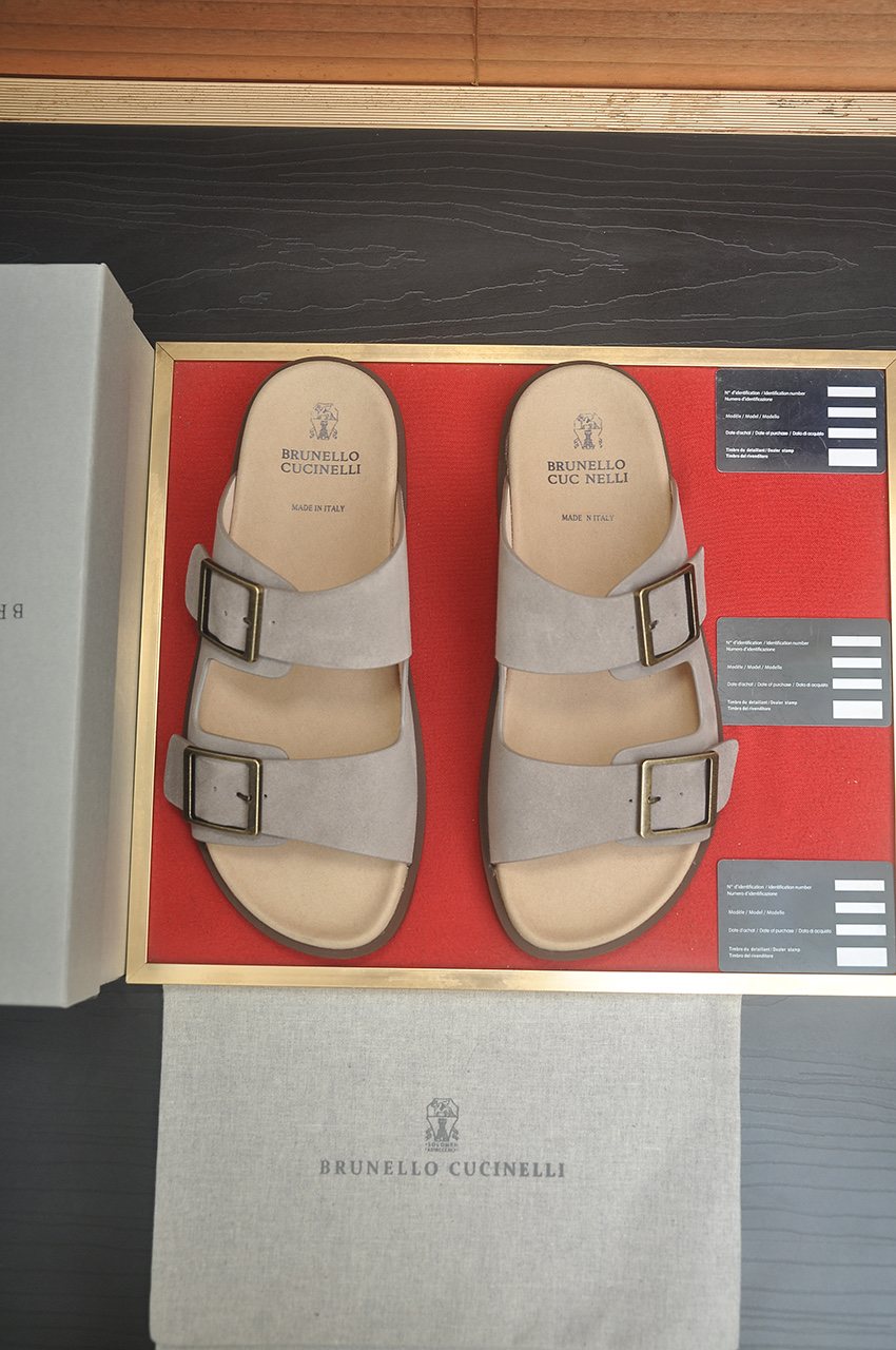 Brunello Cucinelli Double-Buckle Slide Sandals