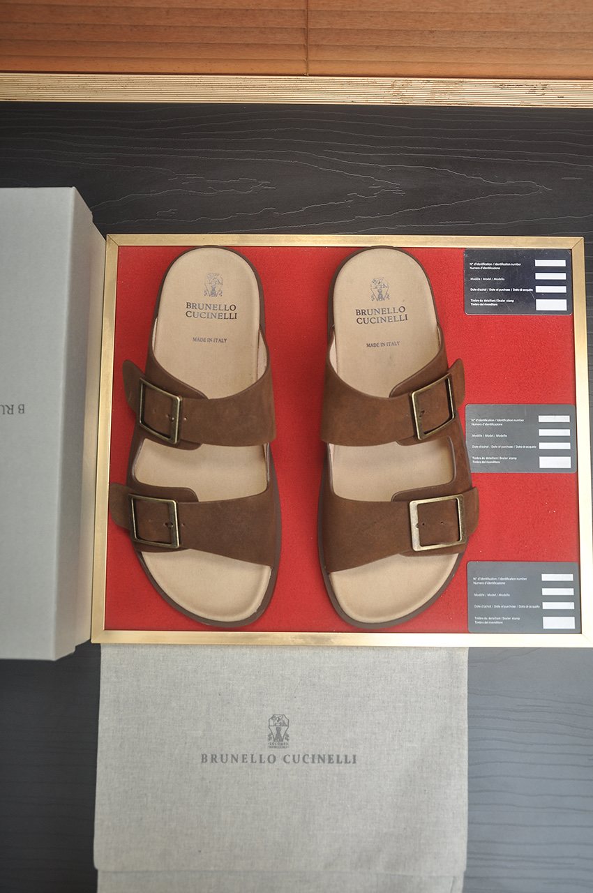 Brunello Cucinelli Double-Buckle Slide Sandals