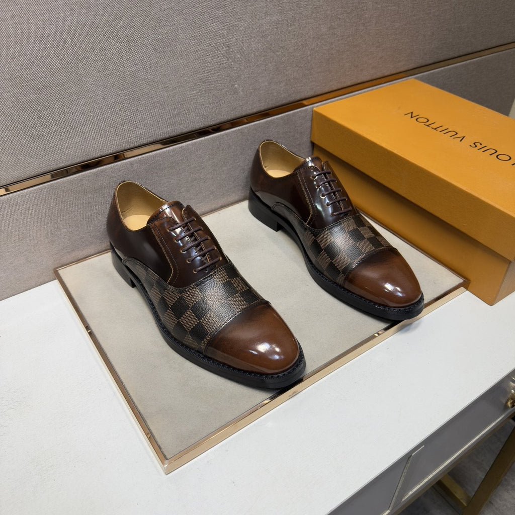 Louis Vuitton Check-Panel Lace-Up Dress Shoes
