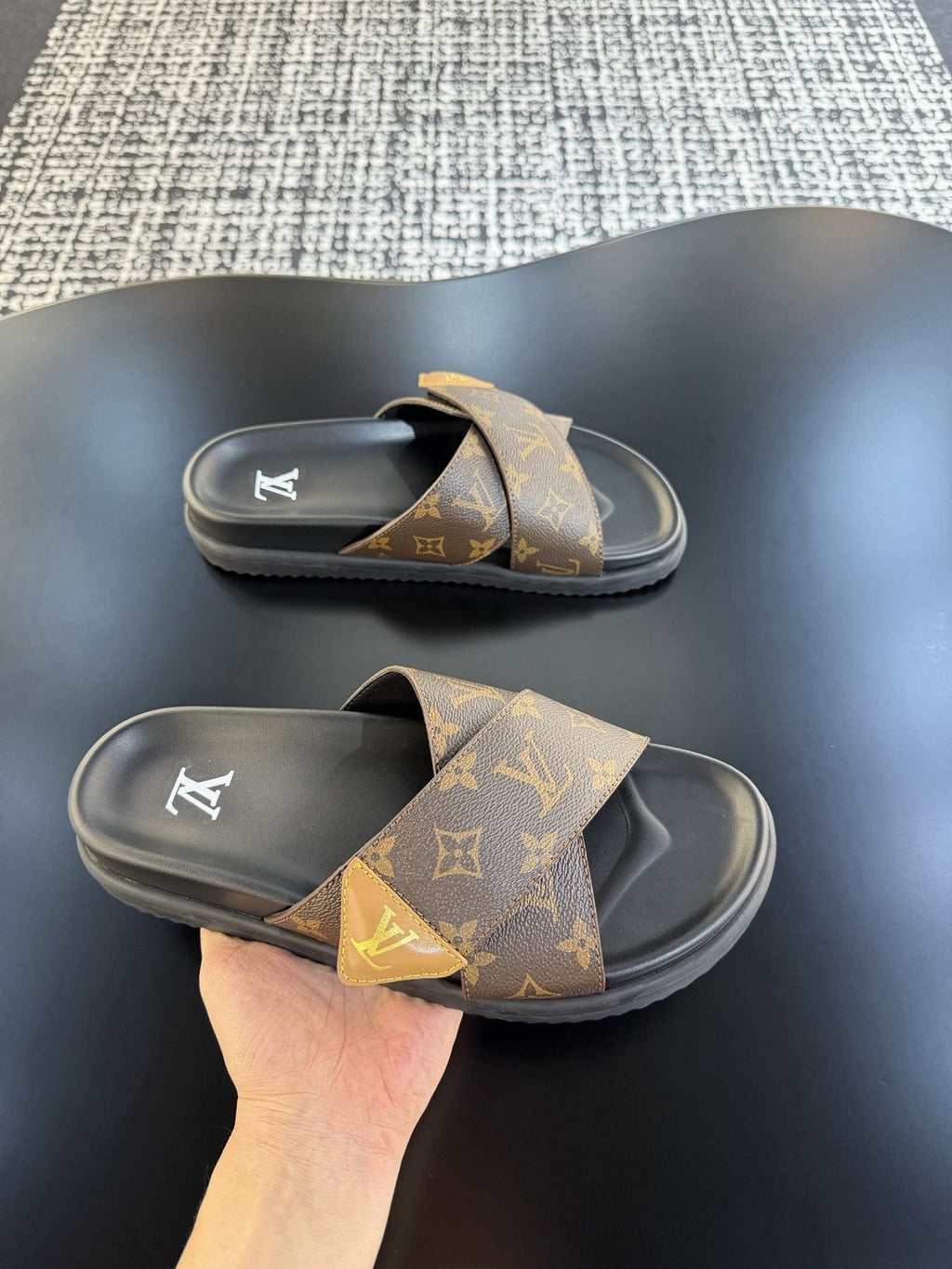 Louis Vuitton Monogram Cross-Strap Slide Sandals - Crossover Strap Design
