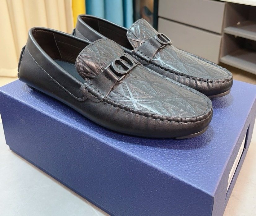 Dior Men’s Textured Moc-Toe Loafers