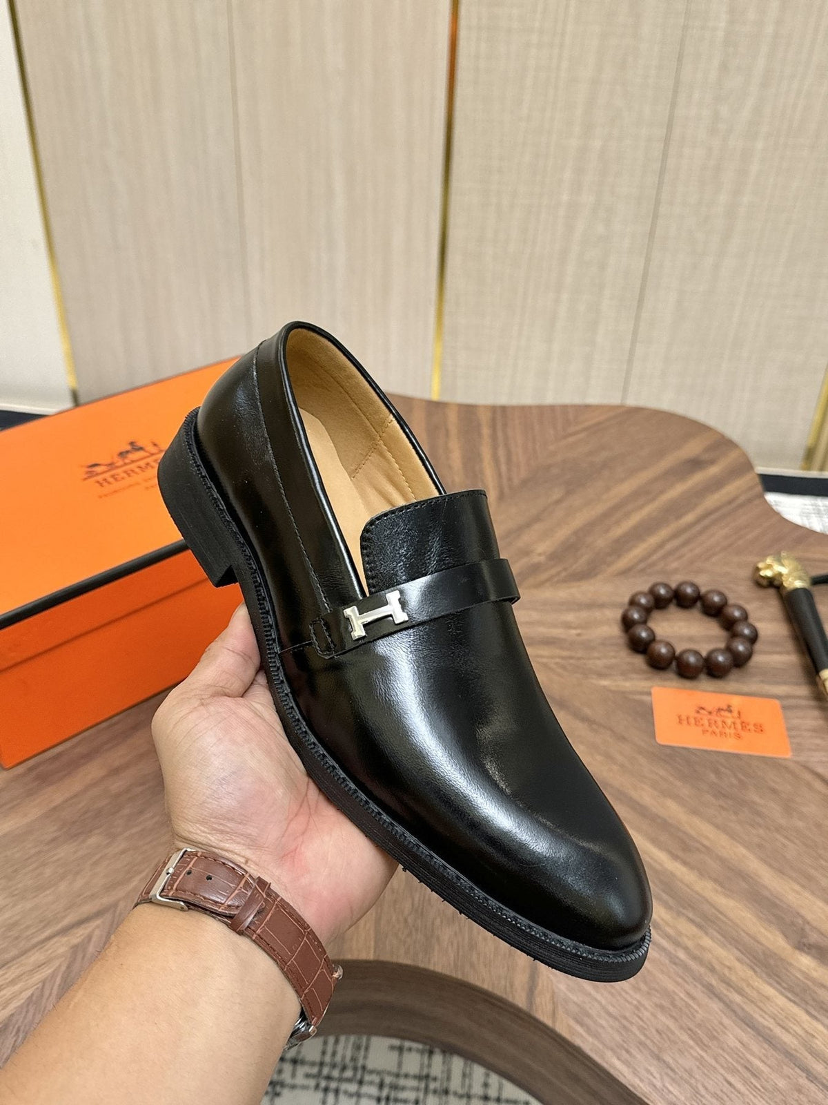 Hermès Metal H-Hardware Loafers
