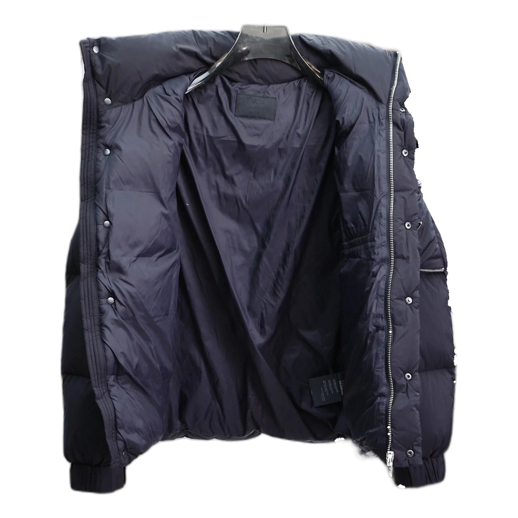 Prada Hooded Puffer Jacket – Signature Sleeve Pouch