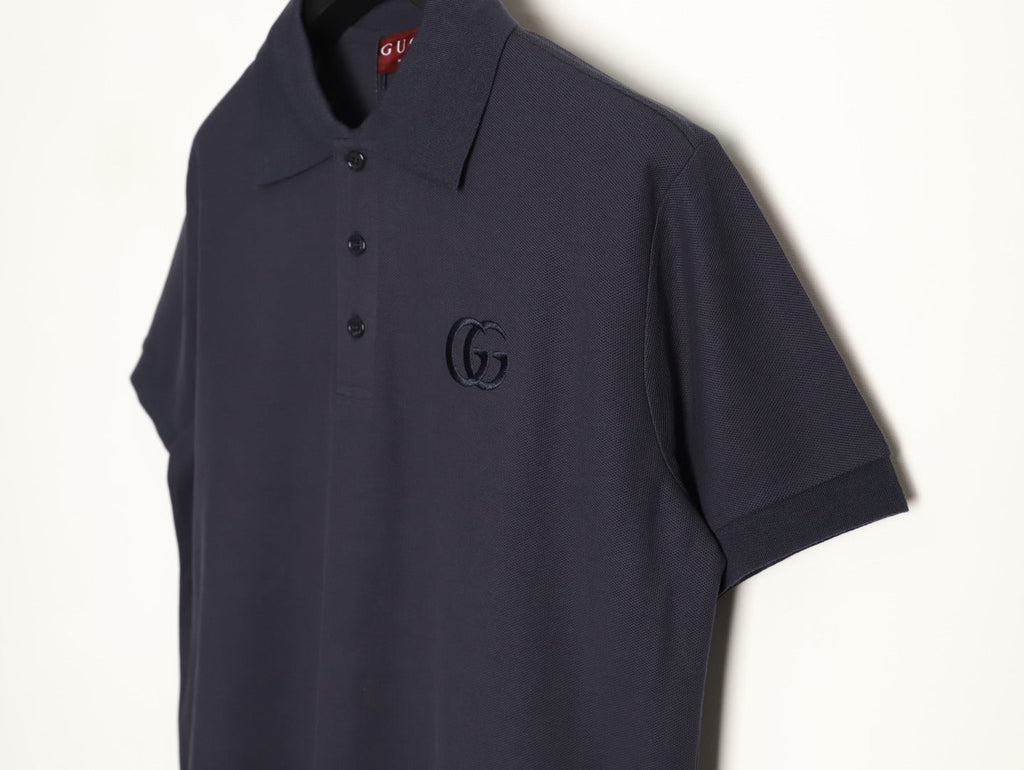 Gucci GG Embroidered Short-Sleeve Polo Shirt - Navy