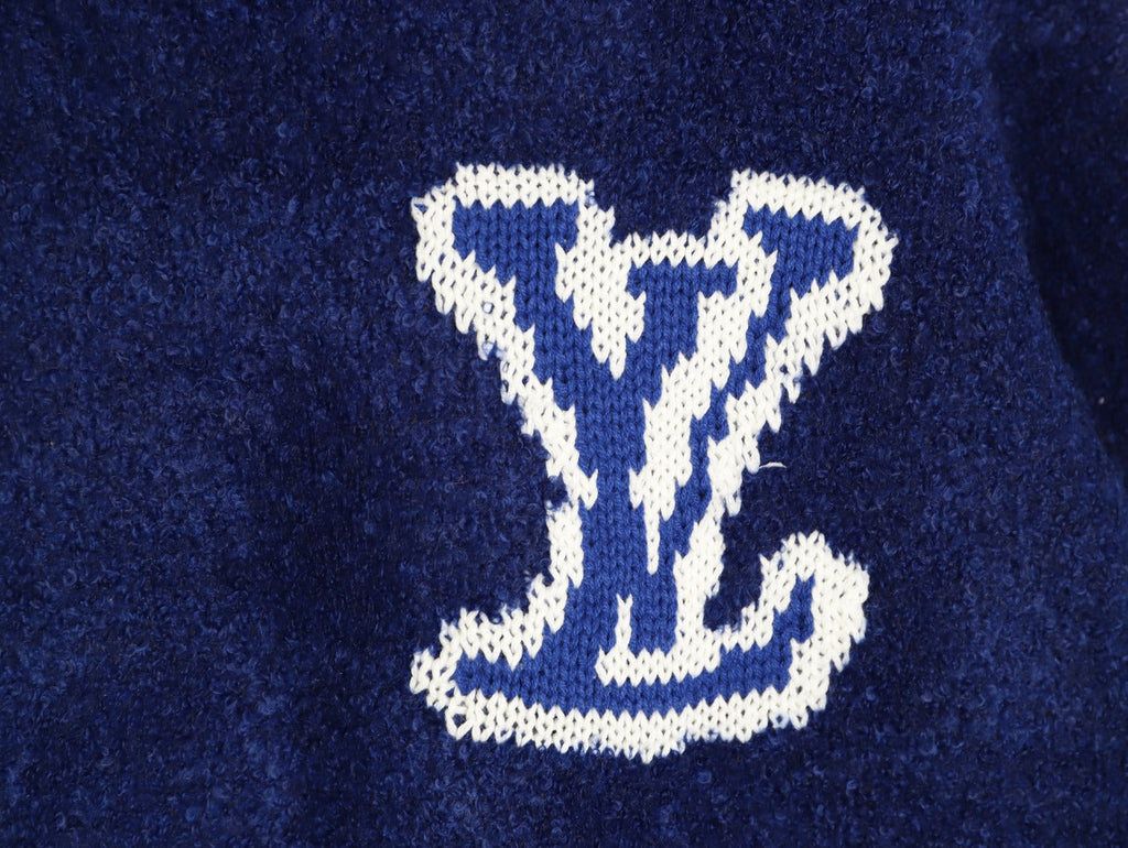 Louis Vuitton 22FW Large LV-Motif Knit Sweater - Navy