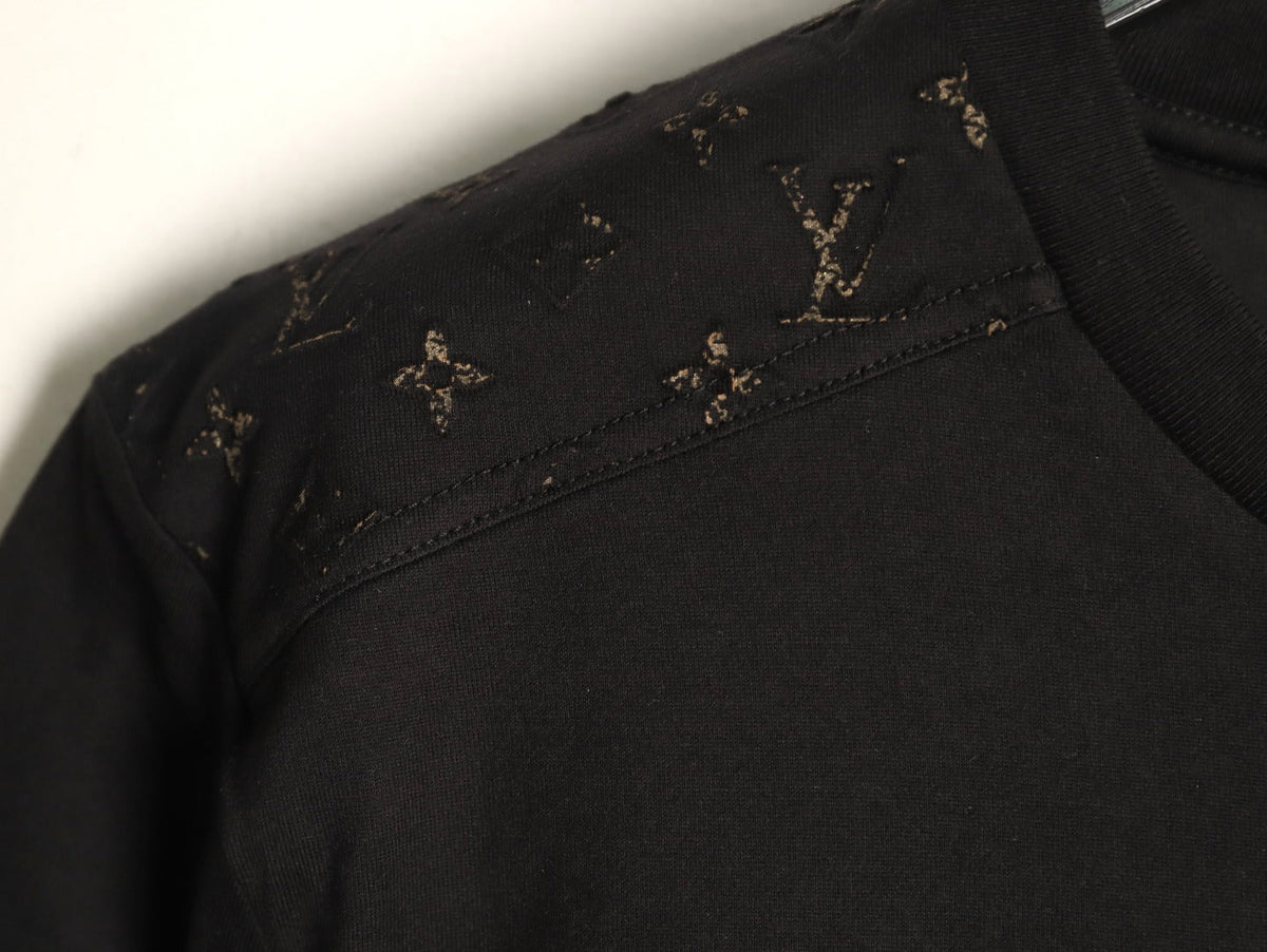 Louis Vuitton Black LV Embossed-Detail Short-Sleeve T-Shirt