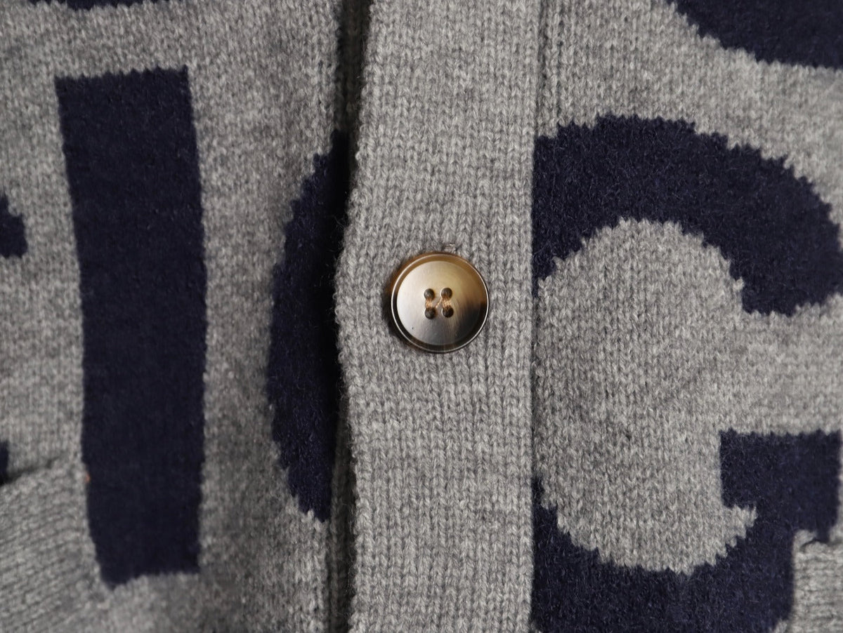 Gucci 24SS Gray Allover Letter Intarsia Cardigan