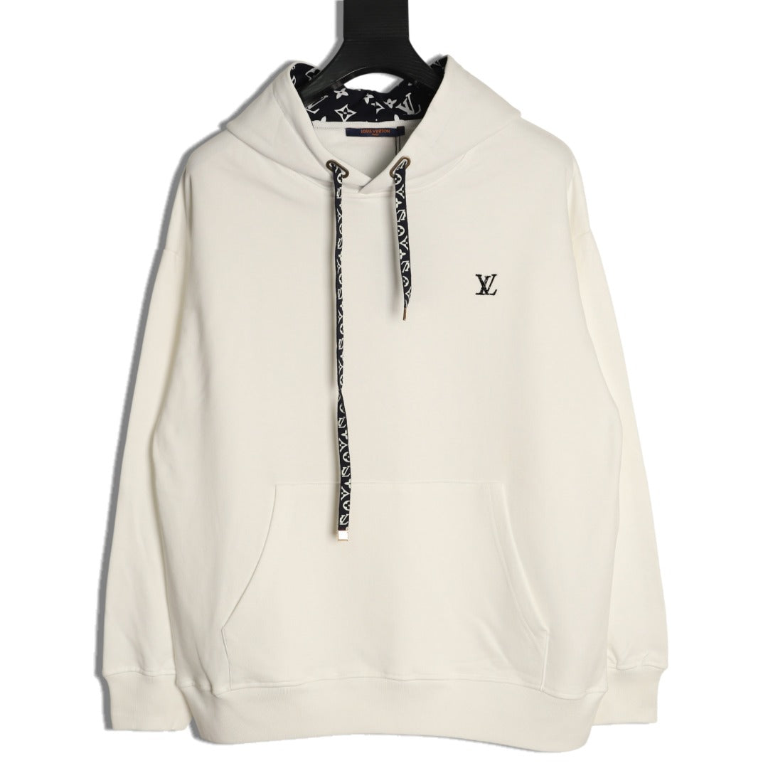Louis Vuitton Monogram-Style Hood and Drawstring Pullover Hoodie - Cream
